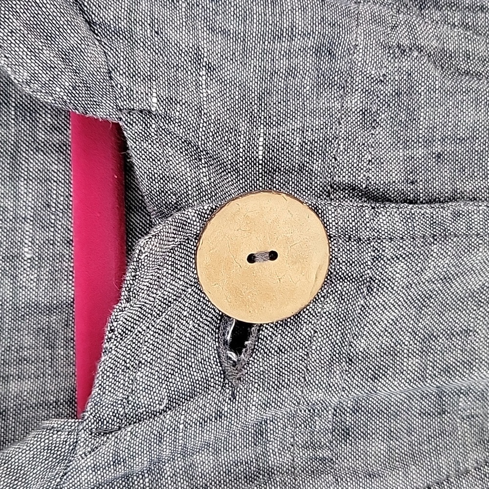 💯 Linen Chambray Sz M Pintucks on Front, Back & Sleeves No Flaws - Picture 5 of 10